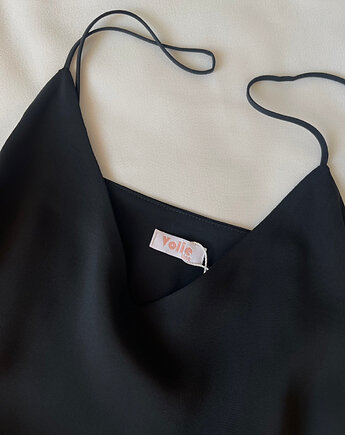 Czarny klasyczny gładki top na ramiączka Gracia, Volie Line