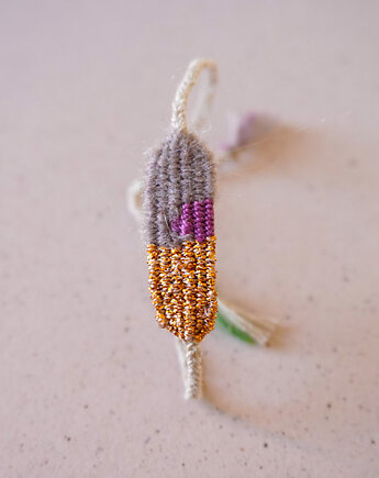 Bransoletka handmade na sznurku - moher i miedziane złoto, Słońcem Tkane