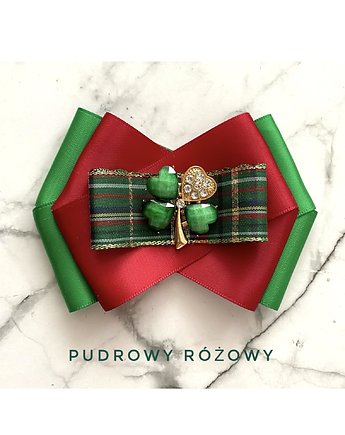 Brosza z czterolistną koniczyną  Na szczęście, Pudrowy Różowy