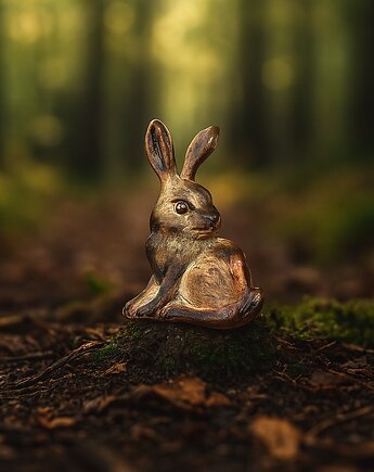 Broszka srebrna z zajączkiem brązowym, VENUS GALERIA