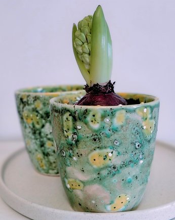 Zestaw 2 ceramicznych doniczek Zielono mi., Pracownia Blue