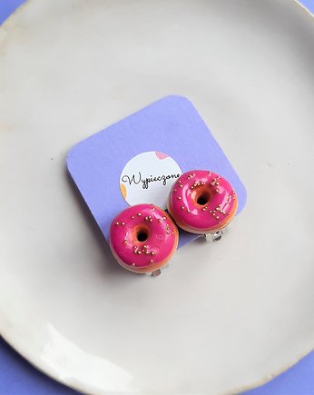 Klipsy różowe donuts ze złotą posypką, Wypieczone
