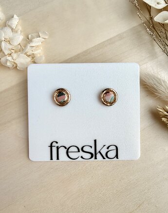 Kolczyki Kółka z ramką ze złotem  - limitowana kolekcja English Garden, freska