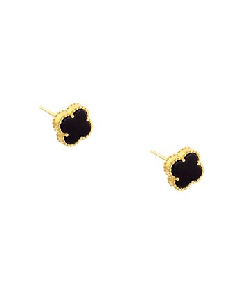 Kolczyki pozłacane kwiatuszki - Onyks, Kulka Bransoletki