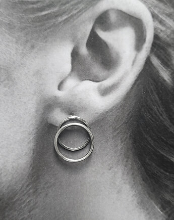 ECLIPSE - kolczyki srebrne ręcznie kute oksydowane, RA