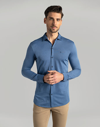 Koszula męska ragusa 00372 niebieski slim fit, OSOBY - Prezent dla Chłopaka