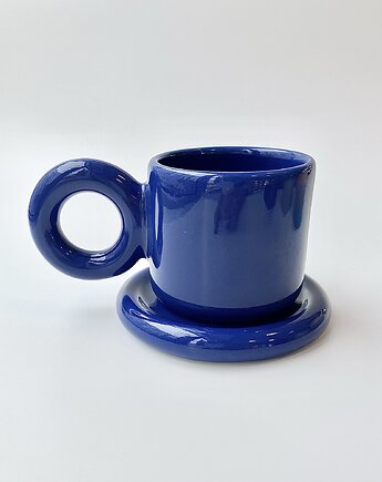 Kubek Cobalt /300ml/ze spodkiem.  Z serii Good Vibes, Handverk