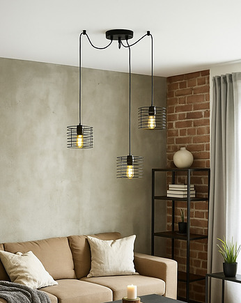 Lampa wisząca pająk druciana 3-punktowa loft ALAMOS L3, lampy loftowe LYSNE LOFT