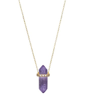 Naszyjnik ametyst- srebro 925 pozłacane, Coccola JEWELLERY