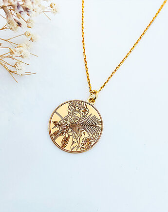 Naszyjnik z papugą , papużka, papuga, mały ptak, Anemon Atelier