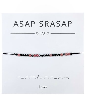 Bransoletka z alfabetem Morse Agat, Rodonit, karolina kosior