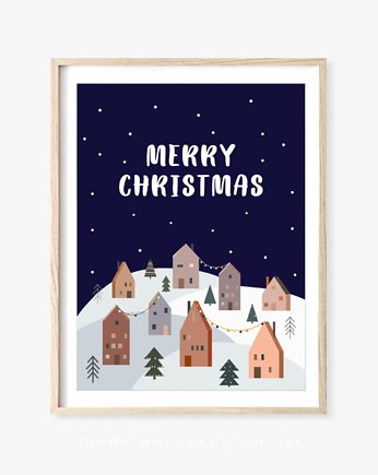 PLAKAT zimowy Plakat świąteczny Merry Christmas, black dot studio