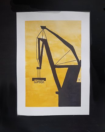 Akwarela Żuraw Stoczniowy GDAŃSK, 20,5 x 29 cm, decotyw