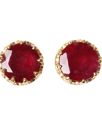 Kolczyki złote sztyfty Beau z rubinami, Blooming Stones