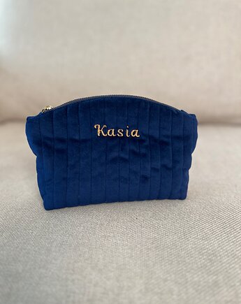 Kosmetyczka personalizowana imieniem welurowa granatowa, RUDNIK
