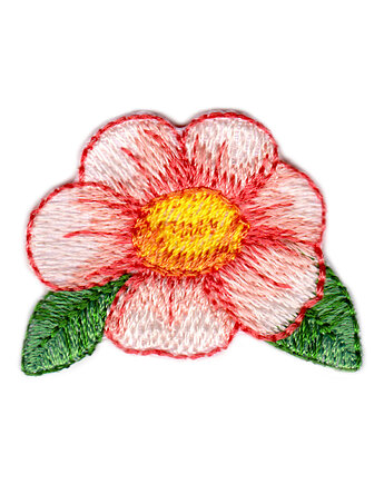 Naszywka naprasowanka KWIATEK KORAL termo haft dla dzieci 4,1x3,2cm koralowa, Wyszywane