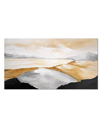 Zatoka, abstrakcyjny krajobraz minimalistyczny, obraz malowany na płótnie /1/, Galeriai