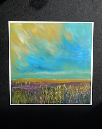 Złoty wiatr obraz pastela olejna 30x30 cm, JBJart Justyna Jaszke