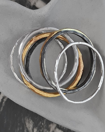 Pierścionek TEXTURE - 7 obrączek srebro T252, COCONUT