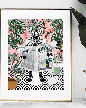 Plakat Zebra na porannej prasie 2, Harvest Maison