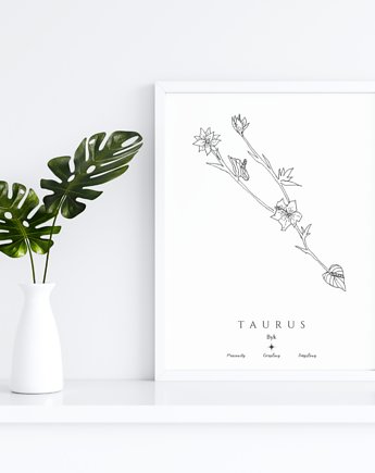 Plakat Znaki Zodiaku Taurus Byk - tropikalna konstelacja gwiazd, OKAZJE - Prezent na Wesele