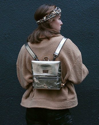 Mały EKO plecak z papieru Small Backpack złoty, RYCZKA studio kreatywne