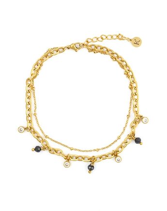 Podwójna bransoletka na nogę z czernią, Kulka Bransoletki