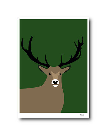 Plakat A4 Jeleń zielony, Hultaj Design