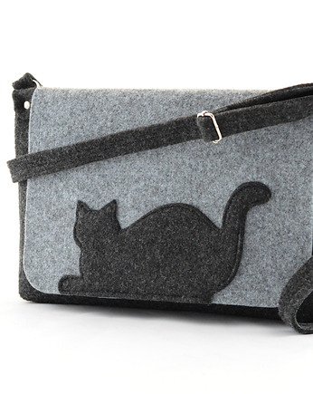 Torebka Filcowa - Nowa Listonoszka z Kotkiem, Green Sheep