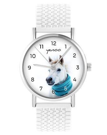 Zegarek - Biały koń - silikonowy, biały