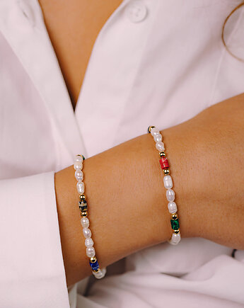 Bransoletka z pereł i jaspisów, baj.KA