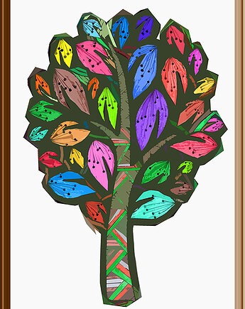 41-1 pcs "Drzewo" plik cyfrowy rysunek grafika A4 + A3; wycinanka, kama4you