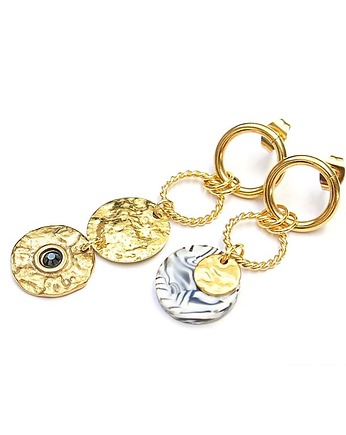 Alloys Collection /Odd/ Zebra - kolczyki pozłacane /16.10.25/, KiKa pracownia