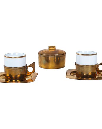 Porcelanowy komplet do kawy, włoski design, lata 70, Claude Delv, Przetwory design