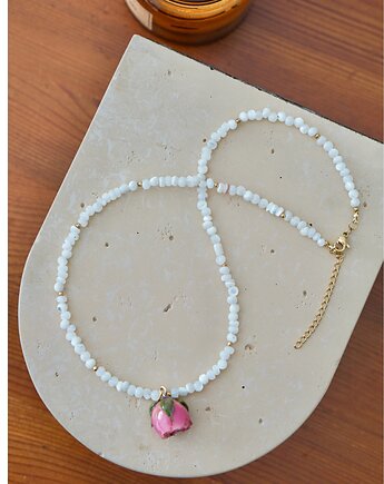 Naszyjnik różą i masą perłową, ANKO rekodzielo