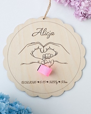 Tabliczka metryczka na opaskę szpitalną dziecka - personalizowana zawieszka, BohoSuszki