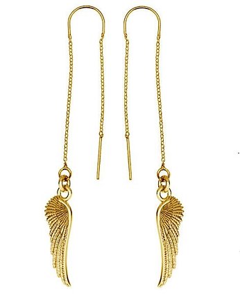 Kolczyki przewlekane SKRZYDŁO- srebro,złoto,różowe złoto, ISSI Jewelry