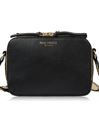 Torebka damska skórzana listonoszka na ramię modna czarna Paolo Peruzzi, Paolo Peruzzi