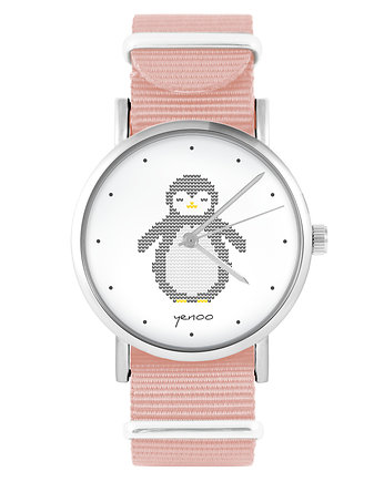 Zegarek - Pingwin - brzoskwiniowy róż, yenoo