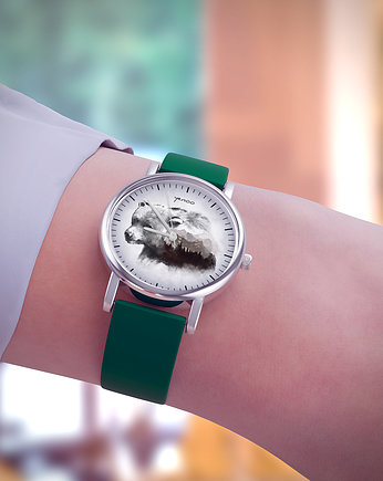 Zegarek  mały - Niedźwiedź - silikonowy, zielony, yenoo