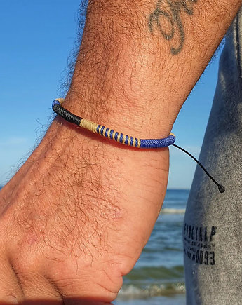 Męska bransoletka - plecionka SNAKE 5 mm -jasny brąz  granatem, SHEandHE