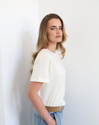 T-shirt Close merino kremowy, Lucky HandMade