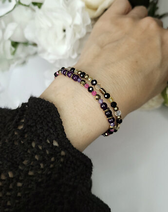 Ochrona, bogactwo i optymizm- z Turmalinem podwójna bransoletka, Seylla pracownia