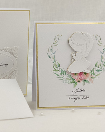 Kartka na komunię z pudełkiem i kopertą, LG 52C, Anna Art and Crafts