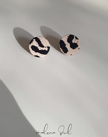 GAJA kolczyki minimalistyczne koła bezowe skóra naturalna w czarne cetki, Malena Dul