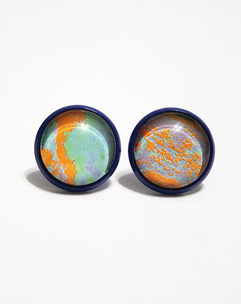 Kolczyki - Niebieskie, pomarańczowe - granatowe, yenoo