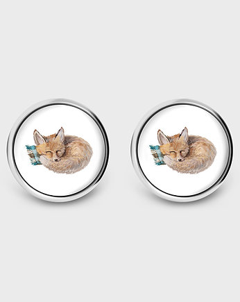 Kolczyki sztyfty - Lisek - grafika, yenoo