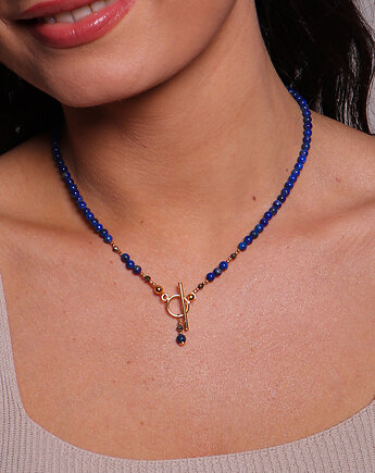 Naszyjnik lapis lazuli i piryt toggle z zawieszką, Bring Biżuteria
