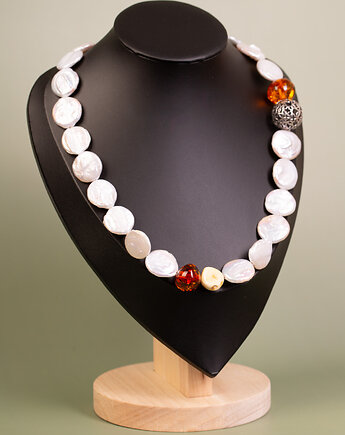 Naszyjnik z pereł z bursztynami, Andorii by Baco