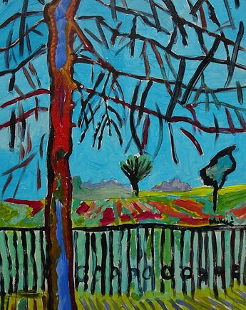 Kolorowy obraz  do salonu idzie wiosna, alice oil on canvas
